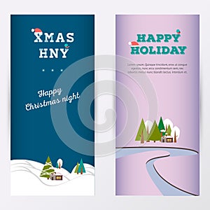 Merry Christmas banner vertical background, vector illustration.