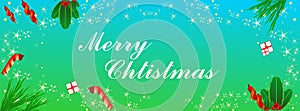 Merry Christmas banner, Xmas Party with gifts box