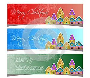 Merry Christmas banners set design illustration