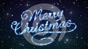 Merry Christmas Beautiful Text Appearance Animation in the Night Winter Sky. Text made of Stars. HD 1080. Loop-able