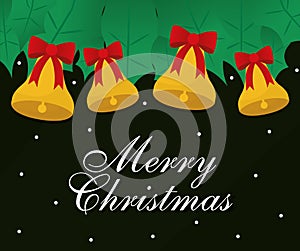 Merry christmas bells with bowties vector design