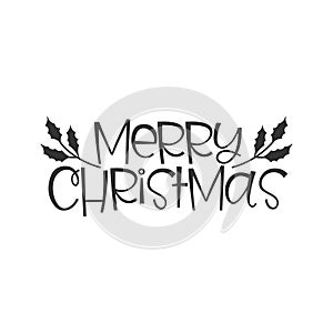 Merry Christmas black hand written lettering phrase