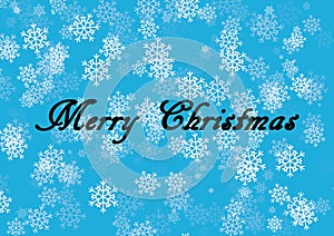 Merry christmas with blue snowflake background