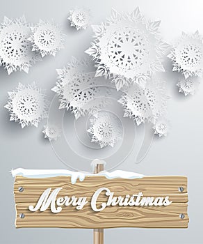 Merry Christmas Board Snowflake Background