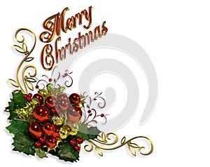 Merry Christmas border baubles greeting card