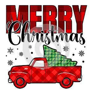 Merry Christmas Buffalo Plaid Truck