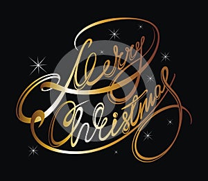 Merry Christmas Calligraphic Lettering design card template