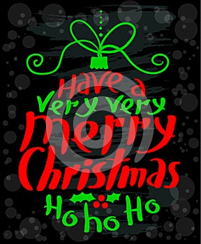 Merry Christmas calligraphic lettering. New Year background