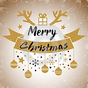 Merry Christmas calligraphic lettering text design card