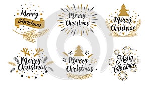 Merry Christmas calligraphic lettering text design