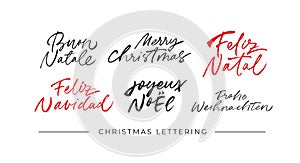 Merry Christmas calligraphy in different languages