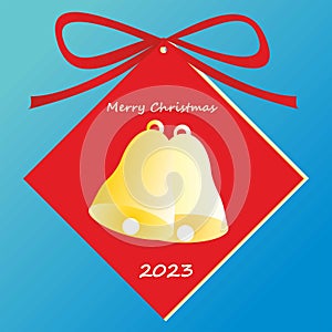 Merry Christmas card, 2023 year, tag, vector symbol, esp.