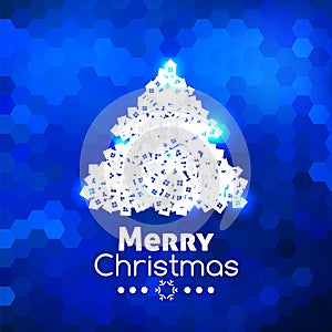 Merry Christmas card abstract blue background