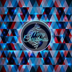 Merry Christmas card abstract blue geometric