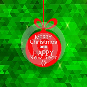 Merry Christmas card abstract green background