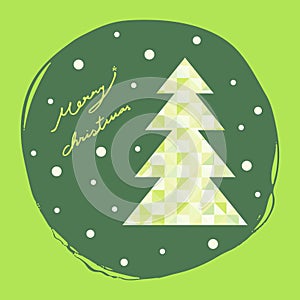 Merry christmas card, abstract xmas tree, vector