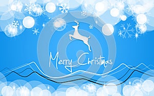 Merry christmas card blue deer