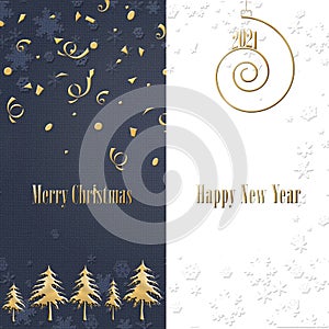 Merry Christmas card on dark blue background with text