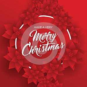 Merry Christmas. Card. Happy New Year. Red Background.