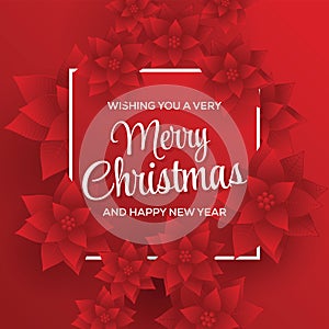 Merry Christmas. Card. Happy New Year. Red Background.