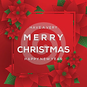 Merry Christmas. Card. Happy New Year. Red Background.