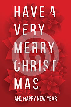 Merry Christmas. Card. Happy New Year. Red Background.