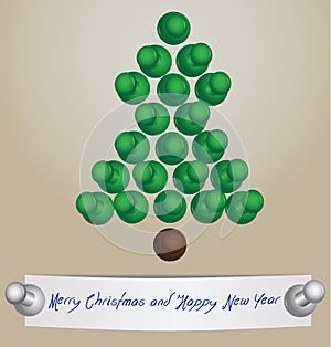 Merry Christmas card made from office pins