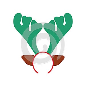 Merry Christmas card with reindeer antlers headband on white background vector illustration