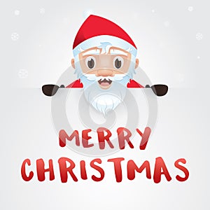 Merry Christmas card, Santa Claus with big signboard