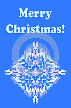 Merry Christmas!!! Card template, colored ornament on a white background, space for text, text with embossing effect,