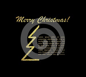 Merry Christmas card with text. Vector illustration.