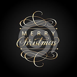 Merry christmas card with typographic design elements