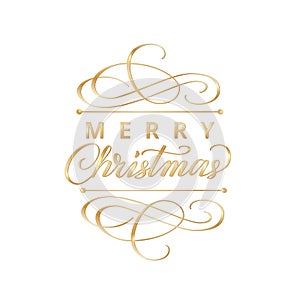 Merry christmas card with typographic design elements