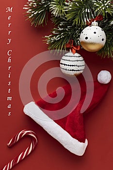 Merry Christmas card whishes with decorations