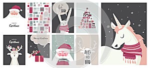 Merry Christmas cards, illustrations and icons, lettering design collection - no 4