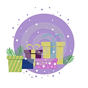 Merry Christmas celebration with gift boxes