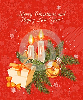 Merry Christmas celebration and Happy New Year poster.