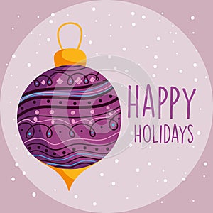 Merry christmas celebration purple ball snow decoration