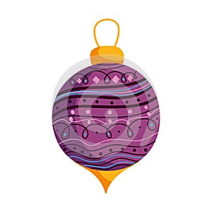 Merry christmas celebration purple ball snow decoration