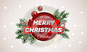 Merry Christmas Celebration typographic design template, vector background.