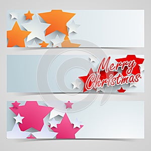 Merry Christmas celebration web header or banner set.