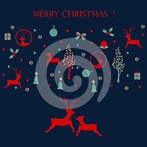 Merry Christmas ,Christmas card with a Christmas icons
