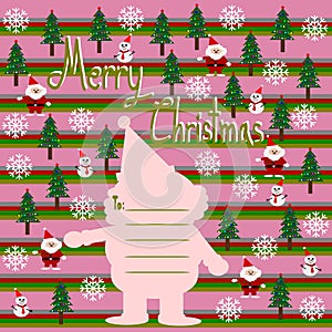 Merry Christmas, Christmas Greeting Card, Santa Claus snowman and, christmas tree