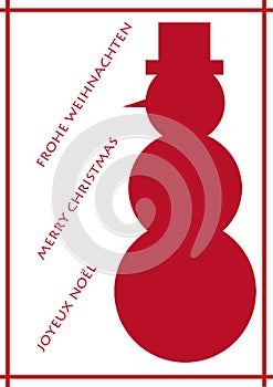 Merry Christmas Christmascard in red with snowman