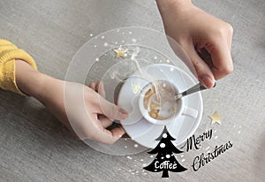 Merry christmas with coffee