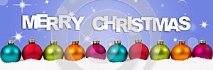 Merry Christmas colorful balls banner decoration stars background