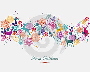 Merry Christmas colorful garland banner