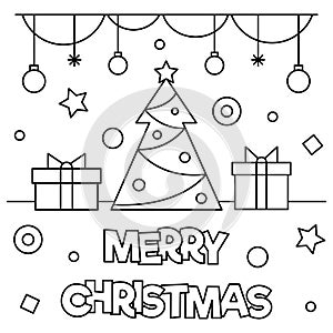 Merry Christmas. Coloring page. Vector illustration.
