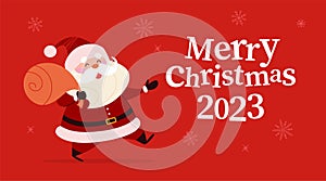 Merry Christmas concept with Santa Claus and text congratulation.