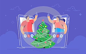 Merry Christmas congratulation via video call